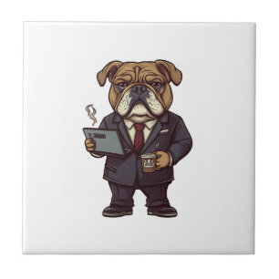 Business Bulldog � Funny Office Dog Ceramic Tile