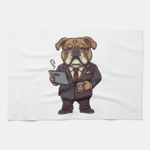 Business Bulldog � Funny Office Dog Tea Towel
