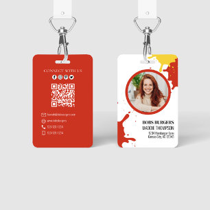 Business Burgers QR Code Photo Template ID Badge