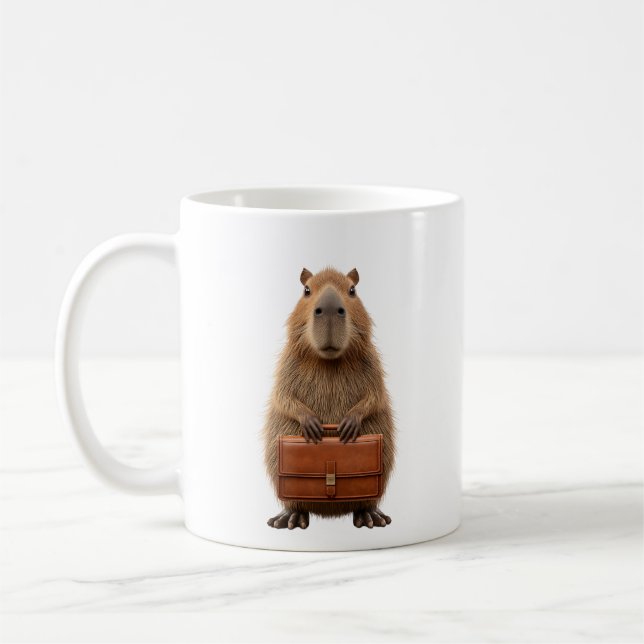 Business Capybara with Briefcase Coffee Mug (Left)