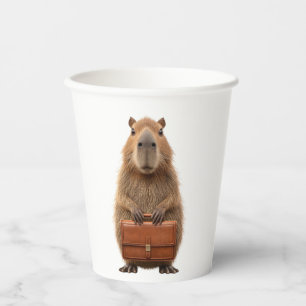 Business Capybara with Briefcase Paper Cups