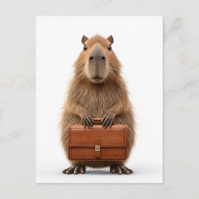 Business Capybara with Briefcase Postcard (Front)