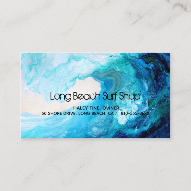 Business Card, Abstract Blue Wave Card (Front)