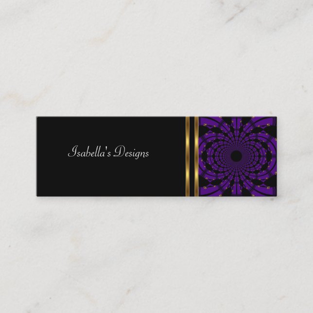 Business Card Abstract Purple Gold Skinny (Front)