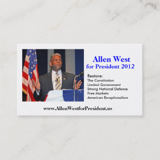 Business Card, Allen West for President 2012 Business Card