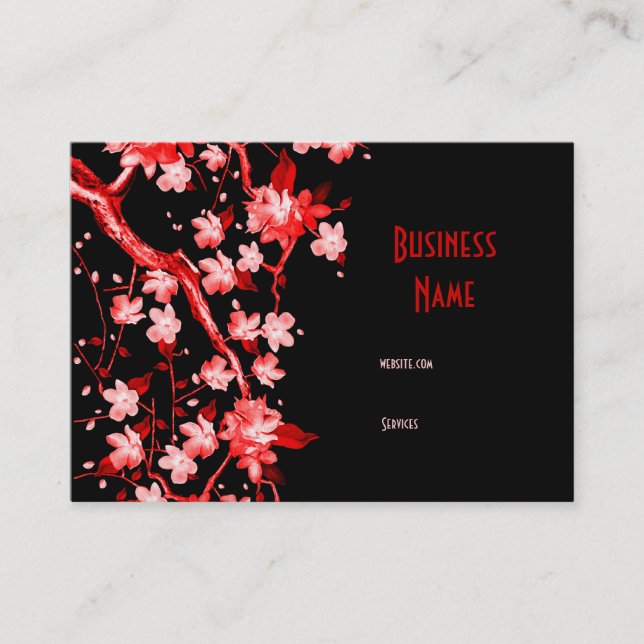 Business Card Asian Japanese Red Blossom (Front)
