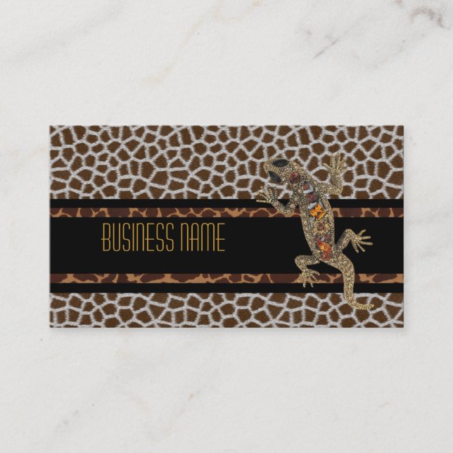 Business Card Black Animal Lizard Jewel (Front)