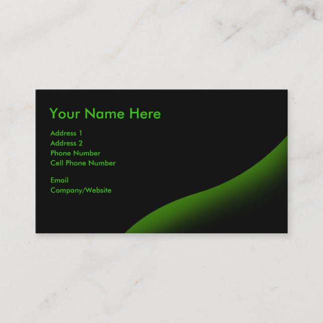 Business Card - Black - Green Swirl (Front)