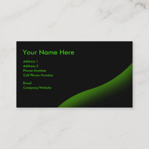 Business Card - Black - Green Swirl