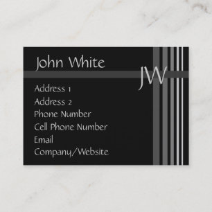 Business Card - Black & Grey Stripe - Monogram