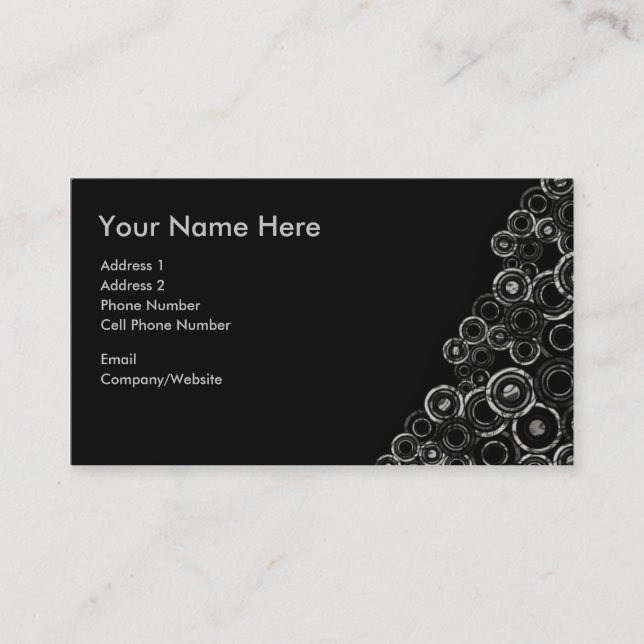 Business Card - Black - Silver Circles (Front)