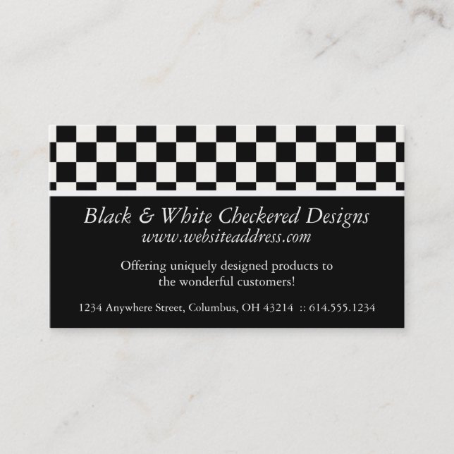 Business Card :: Black & White Chequered Design (Front)