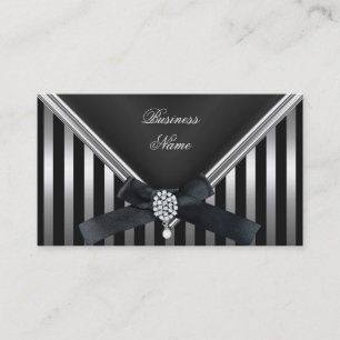 Business Card Black White Stripe Silver Purse