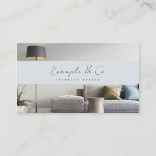 Business Card, blue Interior Design custom photo Business Card