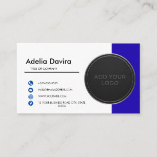 Business Card  Blue with Simple Logo and Text 
