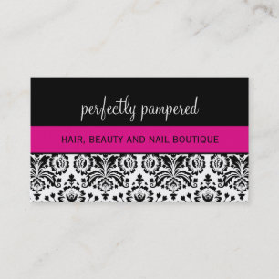 BUSINESS CARD bold damask black fuschia pink