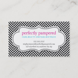 BUSINESS CARD bold herringbone pattern black white