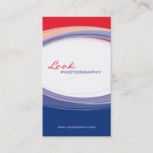 BUSINESS CARD bold modern curve navy red (Front)