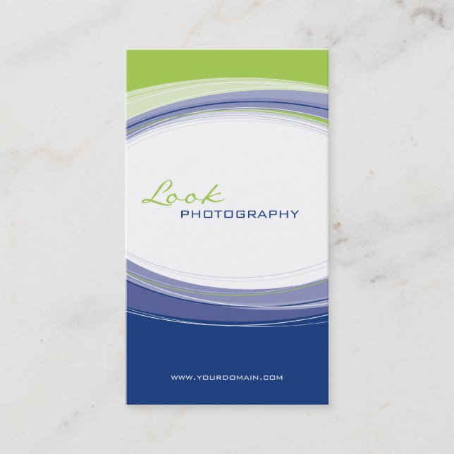 BUSINESS CARD bold modern curve royal blue lime (Front)