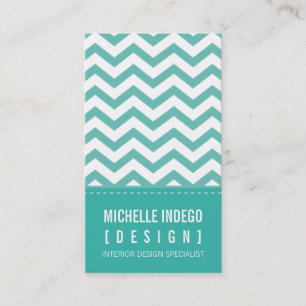 BUSINESS CARD bold trendy chevron stripes jade