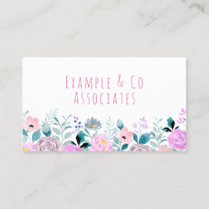Business Card, Bright Pink Watercolor Flowers Card