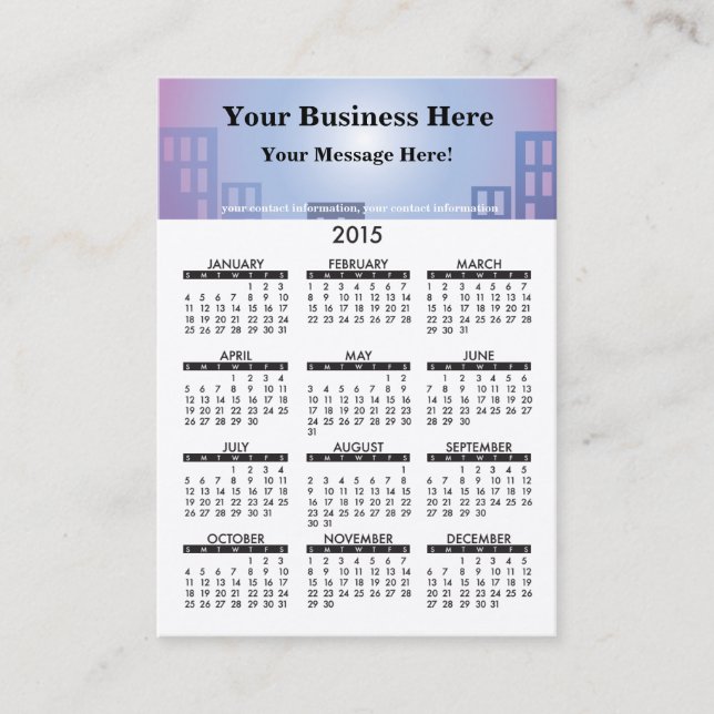 Business Card Calendar City Realtors (Front)