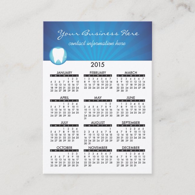 Business Card Calendar Dental (Front)