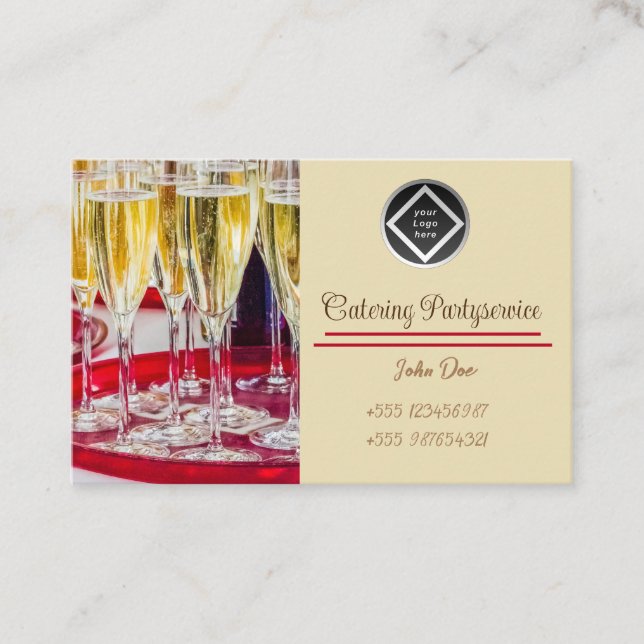 Business card: champagne glasses + champagne cater business card (Front)