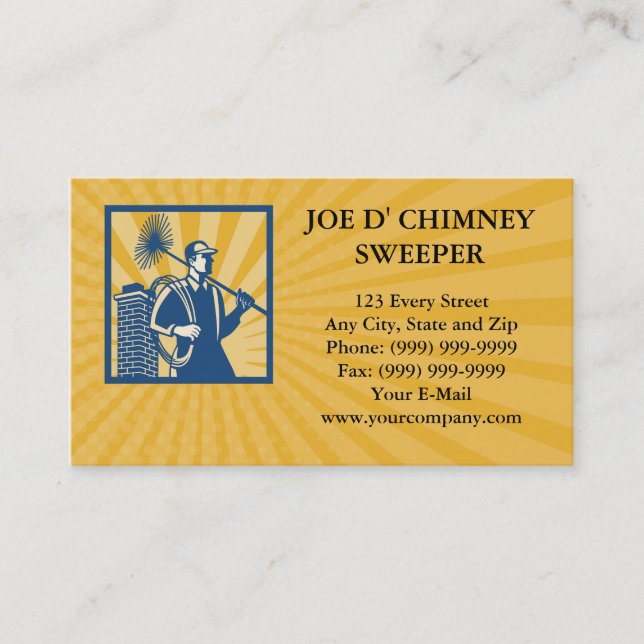 Business card Chimney Sweeper Cleaner Worker Retro (Front)