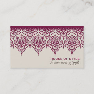 BUSINESS CARD classy damask cranberry red cream