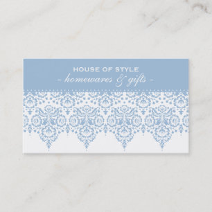 BUSINESS CARD classy damask pastel pale blue