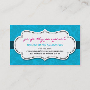 BUSINESS CARD classy flourish aqua blue black