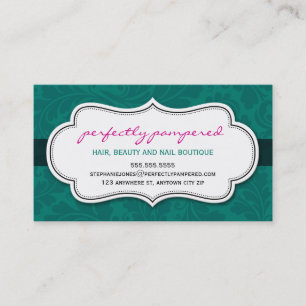 BUSINESS CARD classy flourish emerald pink black