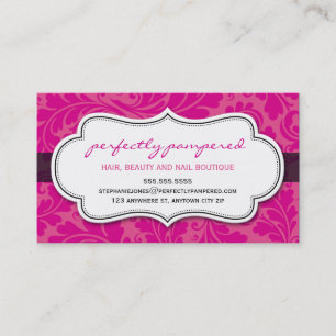 BUSINESS CARD classy flourish fuschia pink black