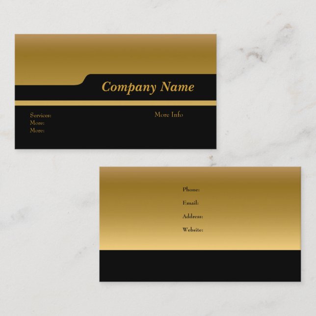 Business Card Company Elegant Black Gold (Front/Back)