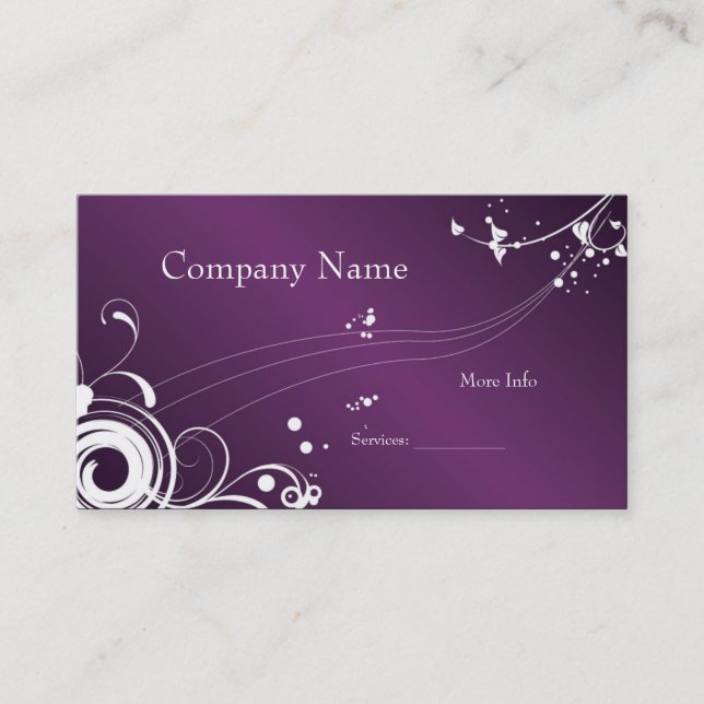 Business Card Company Elegant Purple White (Front)