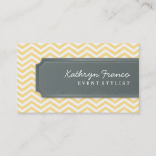 BUSINESS CARD cool chevron stripe pale yellow grey