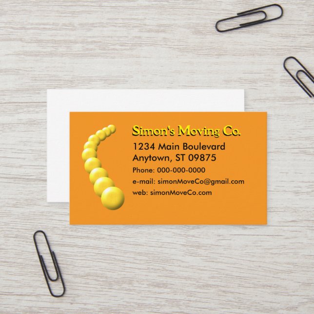 Business Card - Curved Line of Yellow Balls  (Front/Back In Situ)