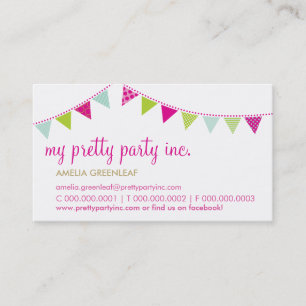 BUSINESS CARD :: cute bunting pink lime mint
