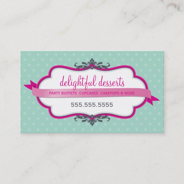 BUSINESS CARD cute stylish pink pale mint green (Front)