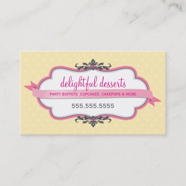 BUSINESS CARD cute stylish pink pastel pale yellow (Front)