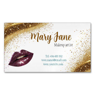 business card design make up with gold glitter