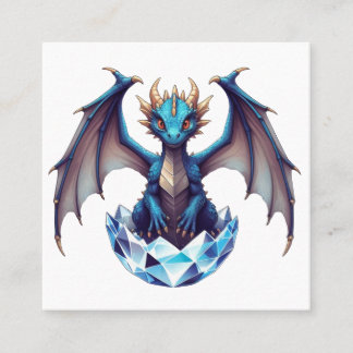 Business Card Dragon hatchling emerging from cryst