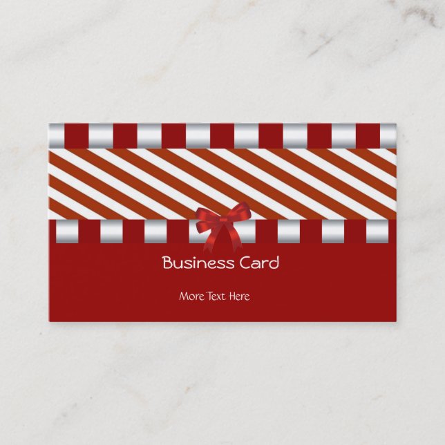 Business Card Elegant Art Deco Red White Stripe (Front)