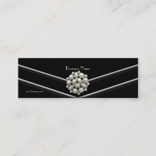 Business Card Elegant Black White Pearl Jewel
