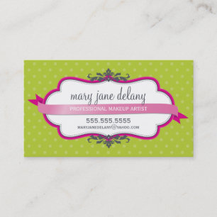 BUSINESS CARD elegant bold fuschia pink lime green