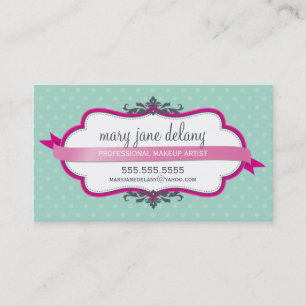 BUSINESS CARD elegant bold fuschia pink mint green