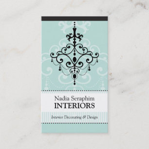 BUSINESS CARD elegant chandelier black pale mint