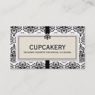 BUSINESS CARD elegant damask black ivory