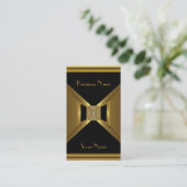 Business Card Elegant Gold Black Jewel (Standing Front)
